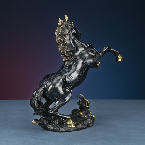 Adorno de Caballo Saltando en Bronce Coloreado, Decoración para el Hogar u Oficina, Estilo Tradicional, Artesanía de Escritorio, Regalo para Felicitaciones - Product Image 3