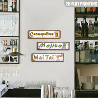Letrero Metálico Vintage de Cócteles, Impresión en Vidrio de Mojito y Mai Tai, Decoración de Pared para Hogar, Bar o Pub