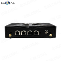 EGLOBAL PC Linux pas cher, Intel Celeron J1900, 4 RJ45, prise en charge de la connexion Gigabit LAN, sortie VGA, faible consommation, TDP 10W, mini PC de bureau sans ventilateur