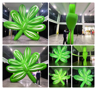 Décorations gonflables pour jardin botanique de 11,5 pieds, modèle de plante gonflable, feuilles vertes gonflables avec lumière LED