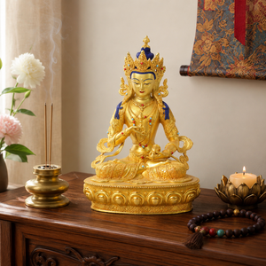 Statua di Vajrasattva in Rame Dorato OEM, Scultura Artigianale di Divinità Buddista Tibetana Placcata Oro per Templi e Santuari, Vendita all'Ingrosso - Product Image 4
