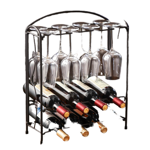 Modern Luxury Sustainable Inverted Carbon Steel Three-Layer Multifunction Standing Type Wine <b>Rack</b> & Glass Holder for <b>Kitchen</b> Use - Product Image 1