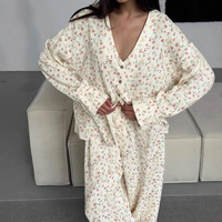 100% coton femmes pyjamas à manches longues 2025 nouvelle mode pyjamas couleur unie personnalisé en gros étiquette imprimé pyjamas femmes
