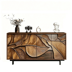Credenza Multifunzionale in Legno Massello Stile Lusso Leggero con Intaglio a Rilievo Artistico Vintage per Ingresso e <span class=keywords><strong>Soggiorno</strong></span> 4 - Product Image 1