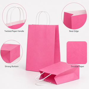 Custom Printed Matte Pink Kraft Carry Bags Multi Sizes Eco Paper Shopping Bags For Apparel Jewelry Cosmetic Gift <b>Box</b> Packaging - Product Image 2