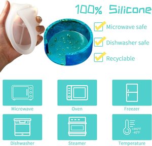 INTODIY Bộ Khuôn Lót Ly Nhựa Silicon Hình Tròn 12 Miếng Kèm Giá Đỡ Khuôn Silicon Tự Làm Để Đúc Nhựa Tấm Lót Cốc Thủ Công Nghệ Thuật - Product Image 6
