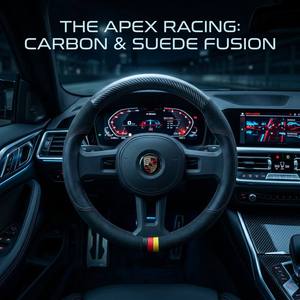 Housse de volant MELCO Apex Racing en fibre de carbone 3D avec grip en daim, ajustement universel, garniture intérieure sport - Product Image 1