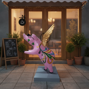 Escultura Decorativa de Cerdo Volador Grande de Fibra de Vidrio, Popular y Más Vendida, en Venta - Product Image 4