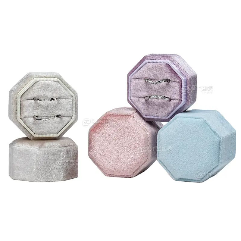 2024 New KP Vintage kundenspezifisches Logo luxuriöses rosa Hochzeitsgeschenk mit Schmuck samt Schmucktasche display Ring Schmuckverpackungsbox