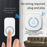 Sonnette de porte intelligente sans fil avec sonnerie, lumière LED clignotante, volume élevé et faible, kit d'équipement de protection de sécurité pour bureau et hôtel