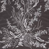 Tissu en dentelle à paillettes blanches, 100% polyester, broderie artisanale pour robes de mariée