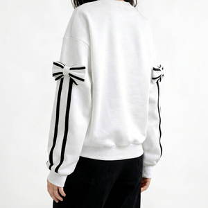 Sweat-shirt à capuche surdimensionné en coton 100% de luxe, style streetwear, broderie, logo personnalisé en relief, pour femmes - Product Image 4