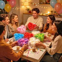 Dekorasi Pesta Hari Valentine Pernikahan yang Indah, Hadiah 6pcs Bunga Sabun Ramah Lingkungan Buatan Tangan, Kotak Hati dengan Pita, Banyak Warna untuk