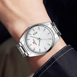 Montre à quartz pour homme, cadran rond en acier inoxydable, montre-bracelet analogique, style classique pour les affaires - Product Image 4