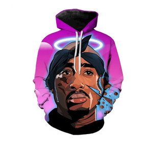2023 sweats à capuche imprimés 3d <span class=keywords><strong>rappeur</strong></span> <span class=keywords><strong>Tupac</strong></span> à manches longues, impression numérique sur l'ensemble, automne Hip Hop Oem Odm pull - Product Image 1