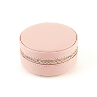 Boîte de rangement ronde pour bijoux en cuir PU, boucles d'oreilles pour femmes et filles