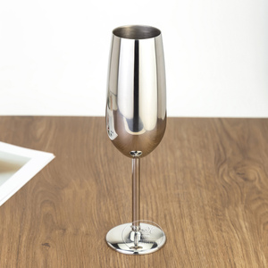 Custom Color Logo 260ml Stainless Steel <strong>Champagne</strong> <strong>Flute</strong> Unbreakable Metal Stem Wine Glass For Party Wedding Restaurant - Product Image 4