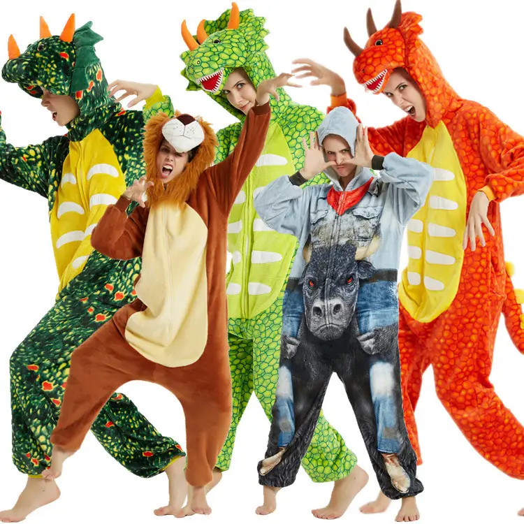 Großhandel Adult Animal Pyjamas Benutzer definierte Plüsch Flanell Einhorn Pijama Onesie Nachtwäsche Jumps uit Mit Hoodie