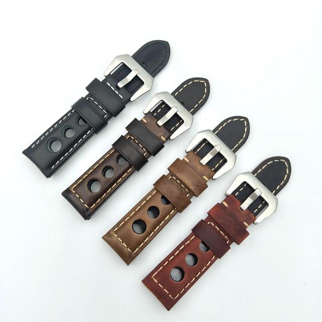 Leather Watch Straps Vintage 20mm 22mm 24mm Men's Leather Strap Watch High Quality Genuine Leather Watch Band Belt Brown Black