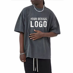 Camiseta de Hombre Personalizada de Fábrica, Lavada, Teñida, Desgastada, Estilo Urbano Informal, Hombros Caídos, Vintage, Media Manga, Talla Grande - Product Image 1