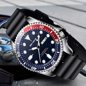 <span class=keywords><strong>BEN</strong></span> NEVIS นาฬิกาเรืองแสงสำหรับผู้ชาย,เคสหมุนได้นาฬิกาข้อมือกันน้ำแสดงวันและสัปดาห์สายนาฬิกายางนาฬิกาข้อมือผู้ชาย BN3017G - Product Image 1