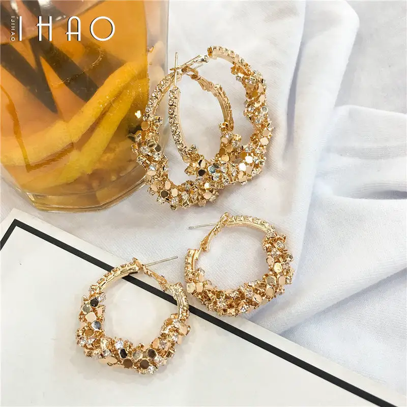 Orecchini di moda accessori per gioielli disegni orecchini di diamanti di cristallo orecchini a cerchio grande con strass gioielleria raffinata per le donne