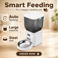 Distributeur automatique de nourriture pour animaux de compagnie 4L avec écran LCD, commande par bouton, alimentation quantitative programmée, distributeur de nourriture pour chat et chien, bol en ABS