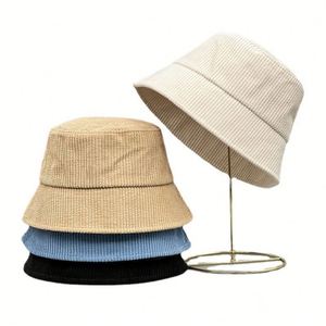 Wholesale Blank Corduroy Bucket <b>Hats</b> Unisex <b>Summer</b> Travel Beach Fisherman Cap for Men <b>Women</b> Teens Promotion Gift - Product Image 1