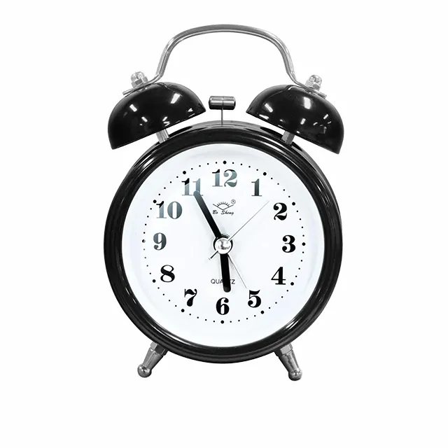 bosheng personalized training analog quartz battery powered very loud metal 3 inch twin bell alarm clock