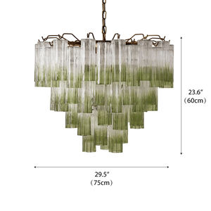 Lustre sculptural Art <span class=keywords><strong>d</strong></span>éco italien Tubes en verre texturé soufflé à la main Cadre en métal Ombre verte Unique Lustre haut de gamme <span class=keywords><strong>Chiara</strong></span> - Product Image 4
