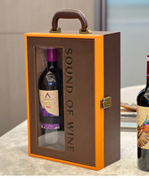 Boîte à vin en bois enveloppée de cuir PU de luxe personnalisée, emballage de whisky, boîte cadeau avec accessoires