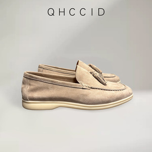 Qhccid Men's Suede Loafers Khaki Tassel <b>Slip</b> <b>On</b> Casual Shoes Low Heel Soft Sole Moccasins - Product Image 4