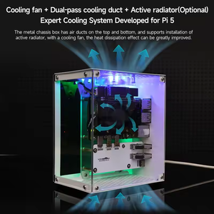 Raspberry Pi 5 CUBE Protective Case With Cooling Fan & RGB Color Light 0.91" OLED DIY Electronic Project Kit Support <b>M</b>.<b>2</b> <b>SSD</b> Ras - Product Image 6