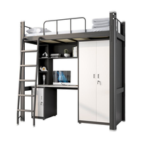 Lits superposés en métal Chambre Lit mezzanine bon marché pour garçon avec rangement Lit superposé en métal pour enfants adolescents avec armoire de bureau