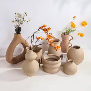Vaso de argila fosco para decoração, vaso de cerâmica personalizado para decoração