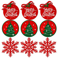 9 Pack Arbre de Noël Flocon de Neige Boissons Vin Tasse à Café Feutre Dessous de Verre Tasse Tapis Noël Vacances Sous-verres