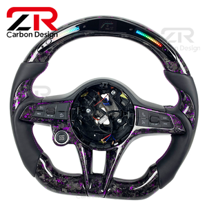 Volante Sportivo in Vera Pelle con LED RPM Personalizzato in Fibra di Carbonio Forgiata per Interni Auto <span class=keywords><strong>Alfa</strong></span> <span class=keywords><strong>Romeo</strong></span> - Product Image 3