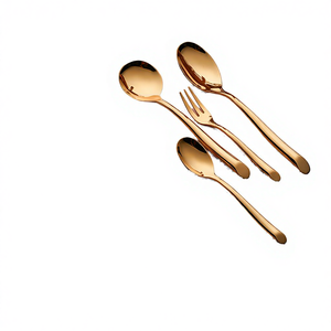 Ensemble de couverts en acier inoxydable de luxe de haute qualité, écologiques, avec logo personnalisable, pour mariage, hôtel, dorés - Product Image 4