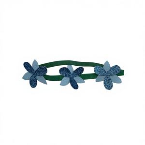 Diadema elástica infantil estilo inglés minimalista con flor de tres pétalos y diseño de cebolla verde, accesorio para el cabello. - Product Image 1