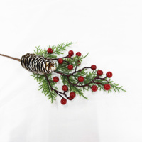 Venta al por Mayor de Ramas de Piñas y Bayas Artificiales Navideñas, Ramas de Cedro de Invierno, para Coronas Navideñas, Regalos y Arreglos Florales Festivos