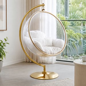 Silla Colgante de Burbuja Transparente de Acrílico con Estructura de Acero al Carbono, Columpio de Patio Interior/Exterior, Hamaca Tipo Huevo <span class=keywords><strong>para</strong></span> Balcón y Jardín, Ideal <span class=keywords><strong>para</strong></span> Relajarse - Product Image 2