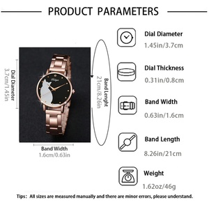 2025 New Cross-Border <b>Cute</b> Cat Round Dial Alloy Watch Temperament Inlaid Diamond Quartz Watch Heart <b>Bracelet</b> Set - Product Image 5
