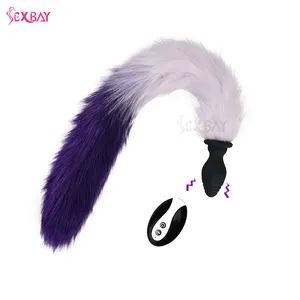 SEXBAY Led Lighting Fur Anal Plug Fox Tail para hombre mujer Sexy Roleplay Games,Cat Tail Anal Butt Plug Glow In Dark Dildo Animal
