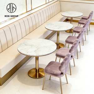Table ronde en marbre pour café, ensemble table et chaises pour <span class=keywords><strong>restaurant</strong></span>, mobilier de restauration avec banquette - Product Image 4