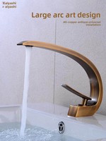 Keran Wastafel Antik Satu Gagang Panas Dingin, Terpasang di Atas Meja, Inti Keramik, Pemasangan Satu Lubang, Untuk Kamar Mandi/Toilet