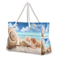 Bolso Tote de playa tropical Penang con sublimación de impresión completa para vacaciones de verano, bolsas de playa extra grandes de lona de algodón personalizables para mujer