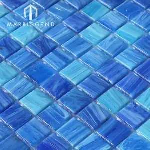 Hot swimming pool perfect use aqua blue ocean mesh-mounted squares glass mosaic pool tile