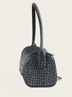 Sac à main bandoulière en cuir de vachette gaufré croco gris brillant de qualité supérieure, mini sac à bandoulière fin pour femme avec rabat à bouton-pression doré, multi-positions