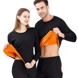 Men's Thickening and Fleece O-neck Long Johns and Tops Women's New Winter Thermal Underwear for Men