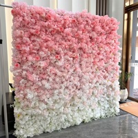 Mur floral rose dégradé féminin pour la zone photo de mariage, décoration de réception d'hôtel, panneau de toile de fond florale artificielle